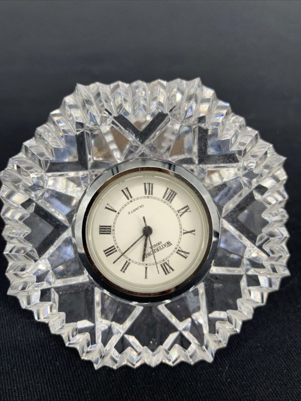 Waterford Diamond Shaped Lismore Crystal Desk Clock Parts Only Needs Battery - Picture 3 of 7